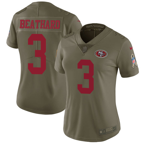 Nike 49ers #3 C.J. Beathard Olive Women's Stitched NFL Limited Salute to Service Jersey